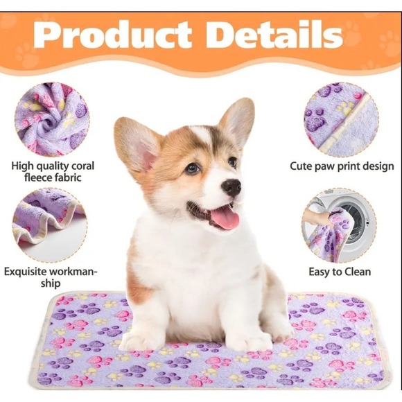 Warm & Soft Fluffy Fleece Flannel Pet Cat Small Dog Blanket Mat 24x16" SMALL 4pk - Picture 3 of 6